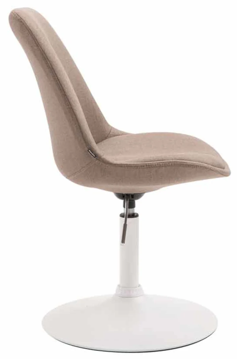 Lot de 4 chaises de salle à manger pivotante hauteur réglable en tissu taupe et pied trompette en métal blanc 10_0008448