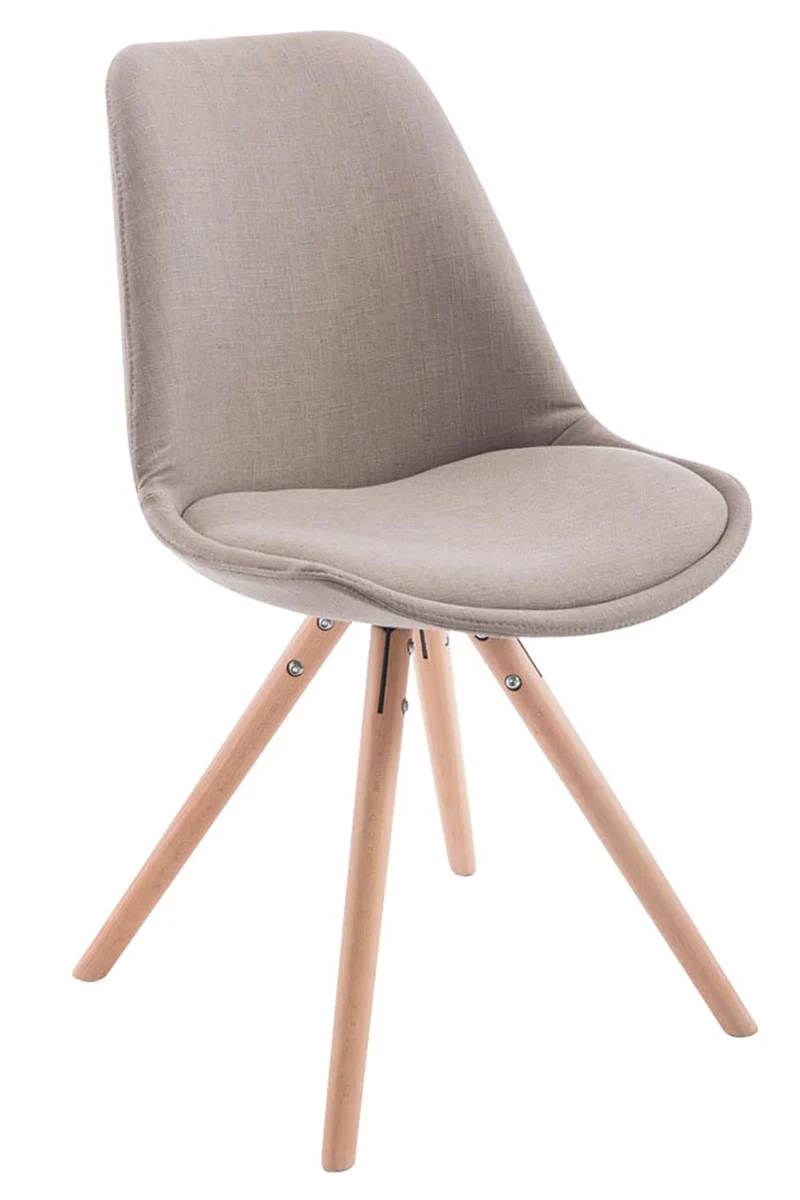 4 chaises de salle à manger style scandinave en tissu taupe pieds rond en bois clair CDS10351