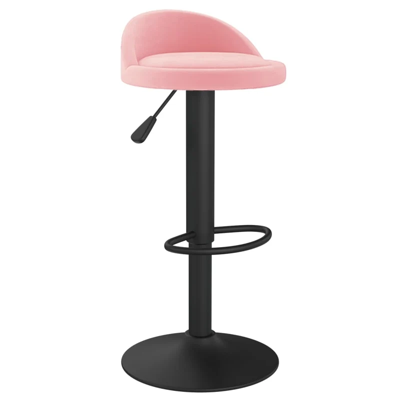 Lot de 2 tabourets de bar chaises hautes hauteur réglable en velours rose DEC029840