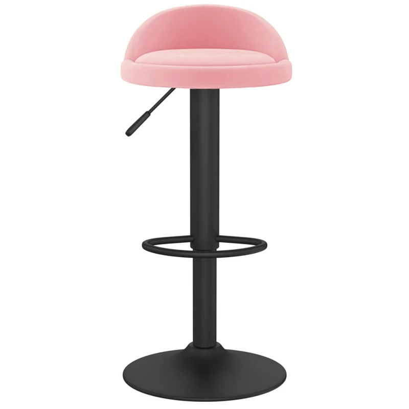 Lot de 2 tabourets de bar chaises hautes hauteur réglable en velours rose DEC029840