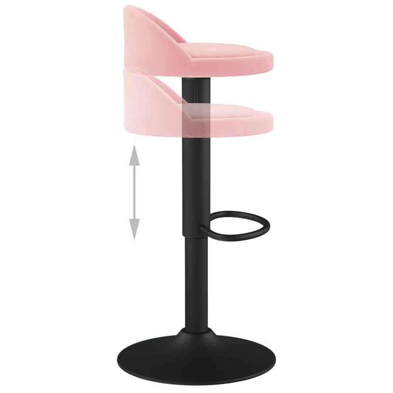 Lot de 2 tabourets de bar chaises hautes hauteur réglable en velours rose DEC029840
