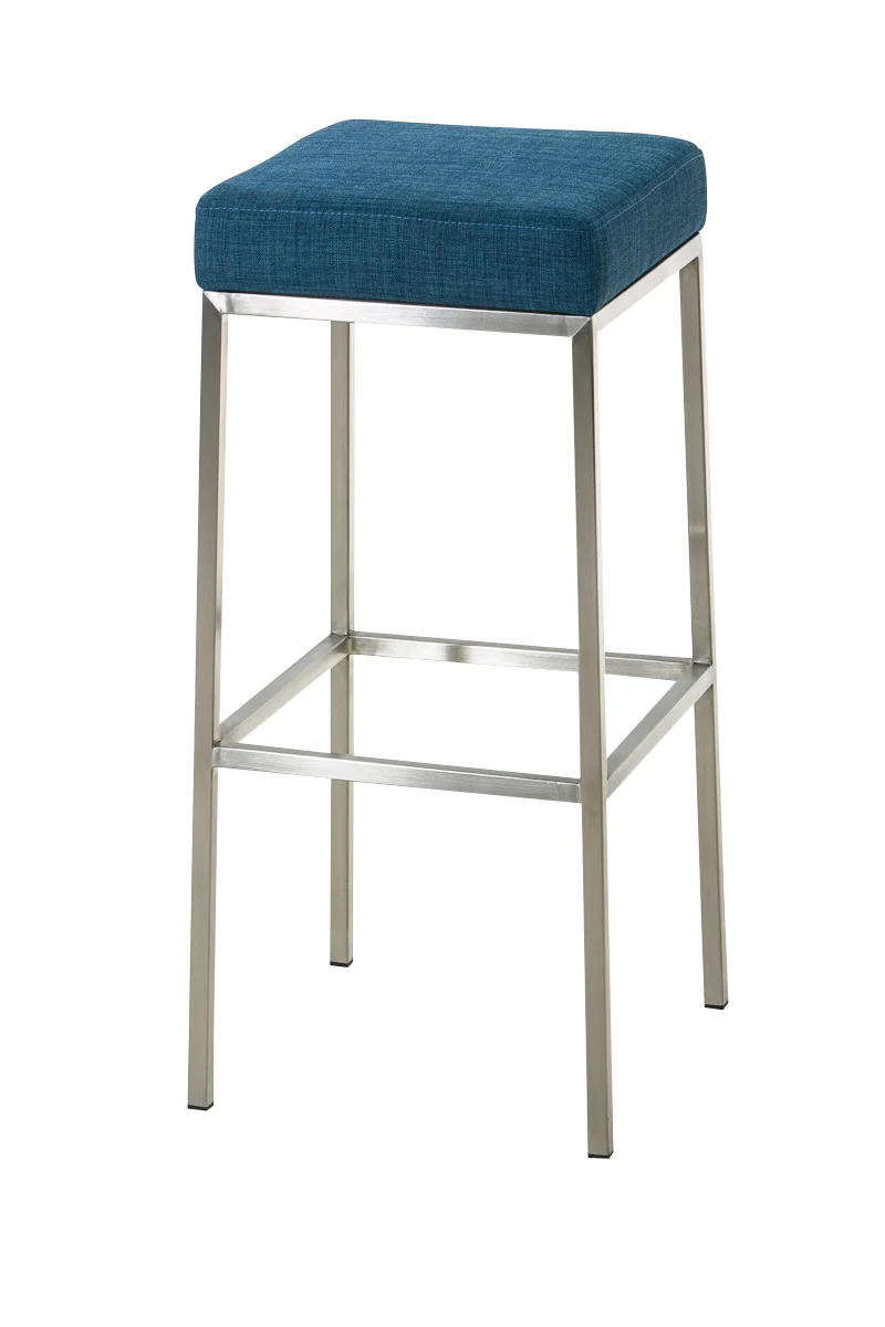 Tabouret de bar hauteur d'assise 76 cm avec repose-pieds design moderne tissu bleu 10_0001220