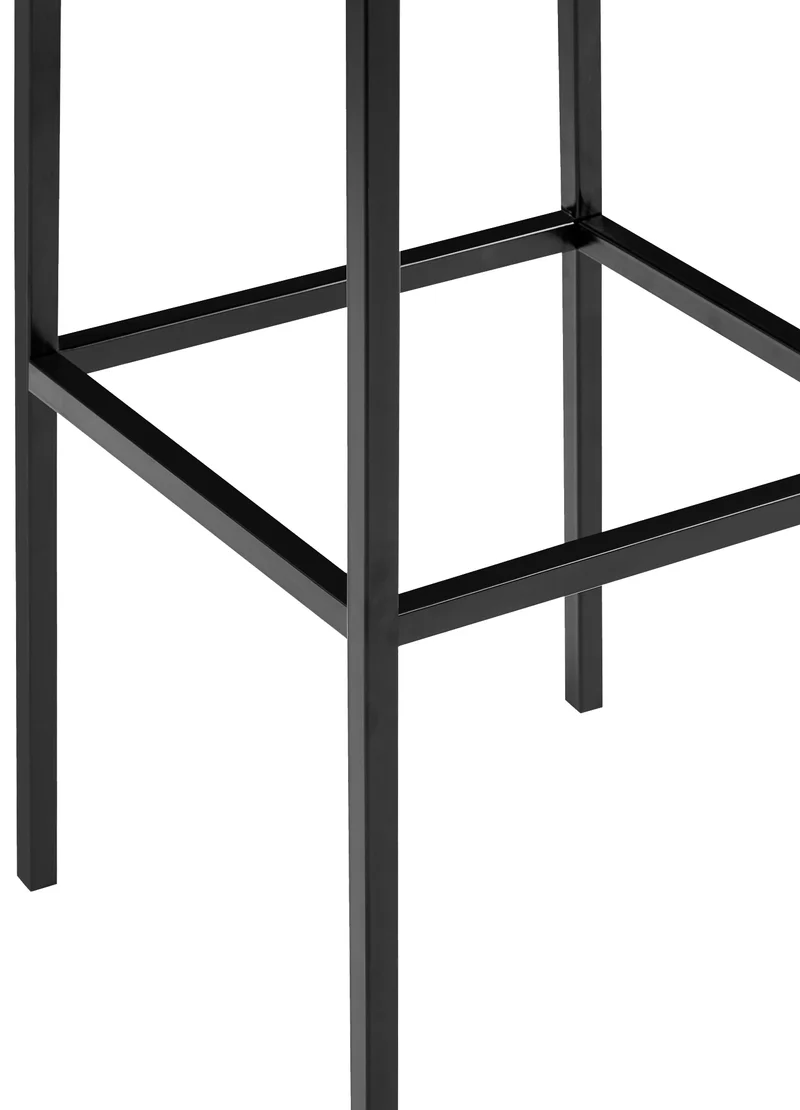 Lot de 2 tabourets de bar assise tissu bleu rembourrée piètement métal noir avec repose-pieds 10_0006826