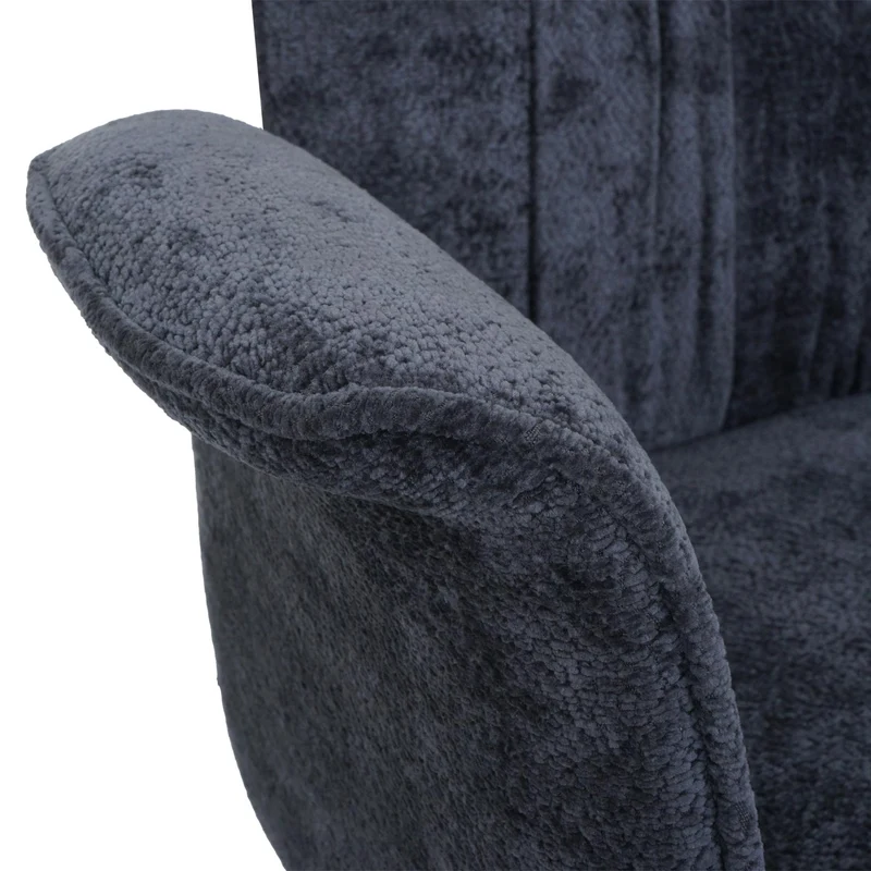 Lot de 2 chaises de salle à manger pivotantes avec accoudoirs rotation 180° Auto-Return en chenille gris foncé structure métal 04_0009709