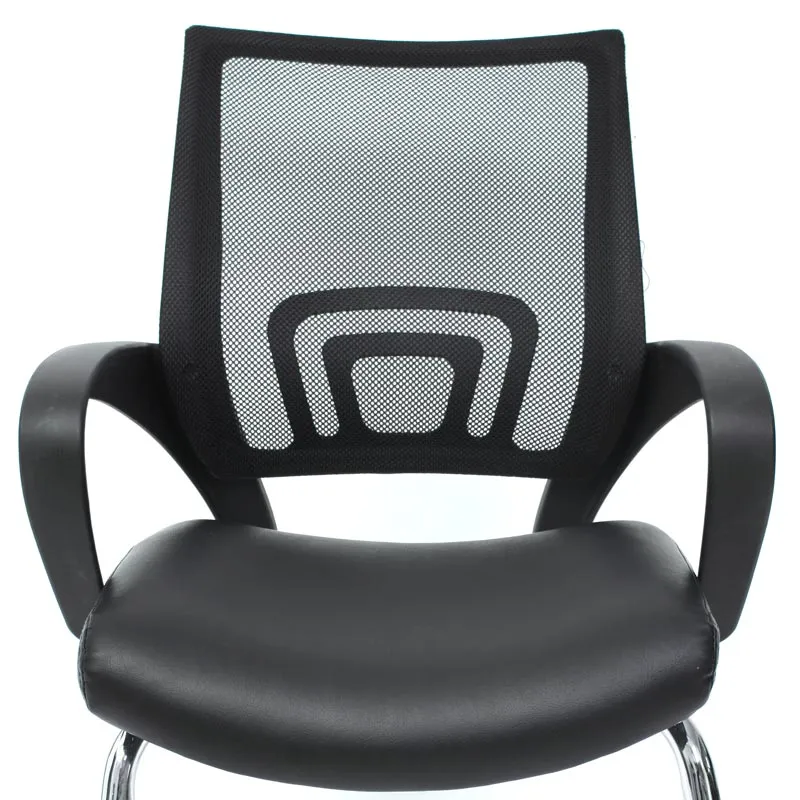 2x fauteuils chaises de bureau sans roulettes chaise de conférence visiteur en synthétique noir et maille vert 04_0000181