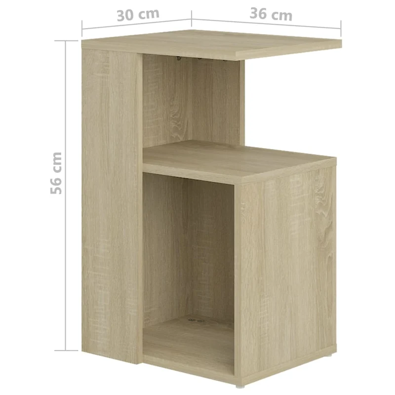 Table d'appoint table de chevet bout de canapé 36 x 30 x 56 cm bois d’ingénierie couleur chêne DEC032412