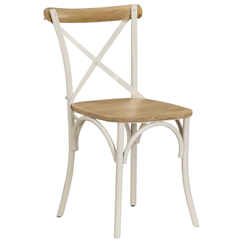 Lot de 2 chaises de salle à manger cuisine blanc bois de manguier solide CDS020165
