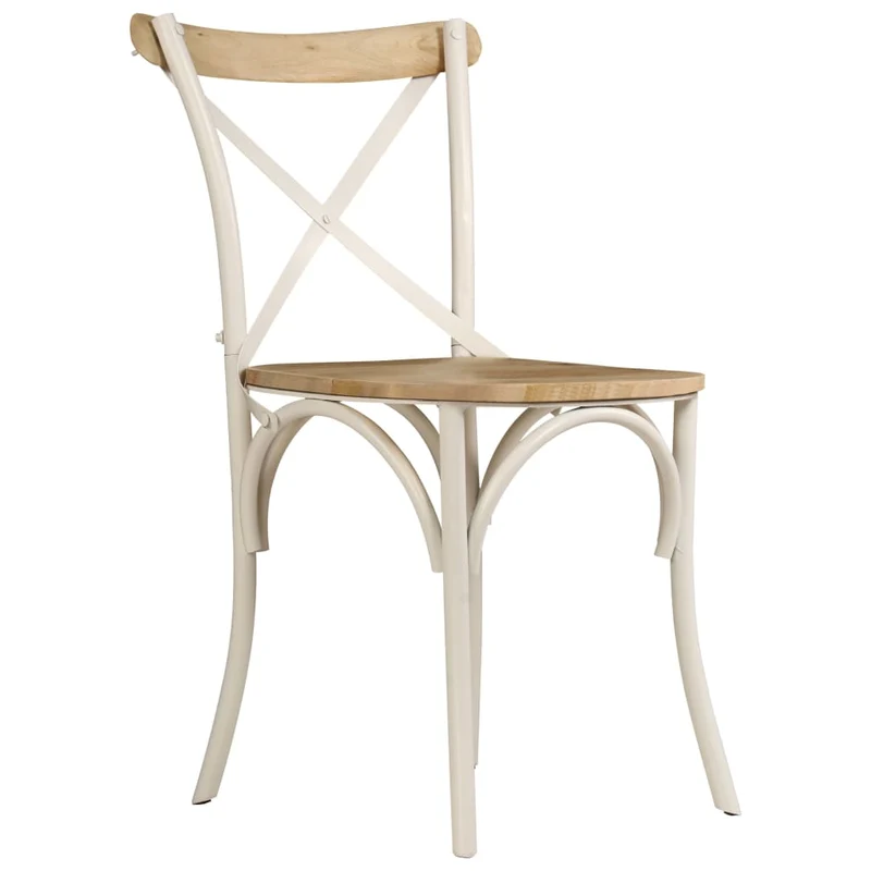 Lot de 2 chaises de salle à manger cuisine blanc bois de manguier solide CDS020165