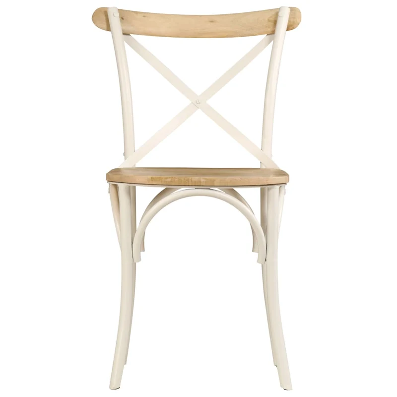 Lot de 2 chaises de salle à manger cuisine blanc bois de manguier solide CDS020165