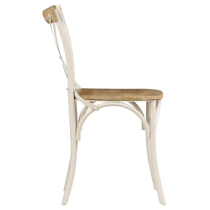 Lot de 2 chaises de salle à manger cuisine blanc bois de manguier solide CDS020165