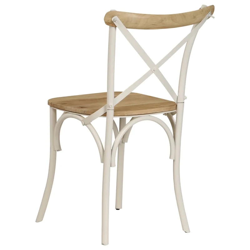 Lot de 2 chaises de salle à manger cuisine blanc bois de manguier solide CDS020165