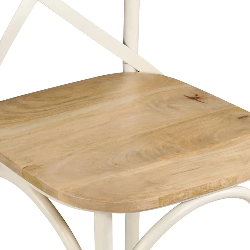Lot de 2 chaises de salle à manger cuisine blanc bois de manguier solide CDS020165