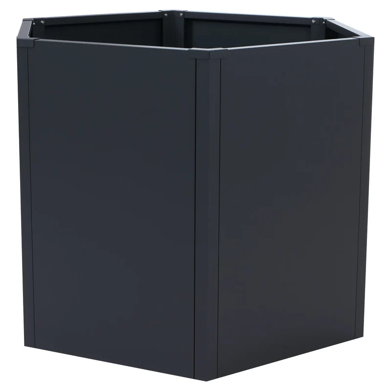 Lot de 3 carrés potagers surélevés bacs hexagonaux 1380 L 77x264x100 cm en acier galvanisé anthracite revêtement thermolaqué antirouille 04_0008851