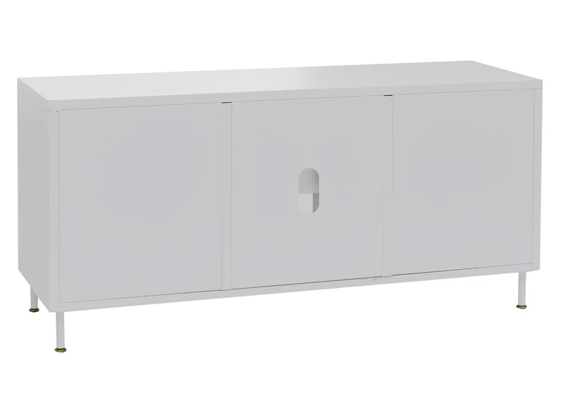 Meuble TV design industriel avec 6 compartiments 58 x 120 x 40 cm finition mate en métal blanc 04_0008867