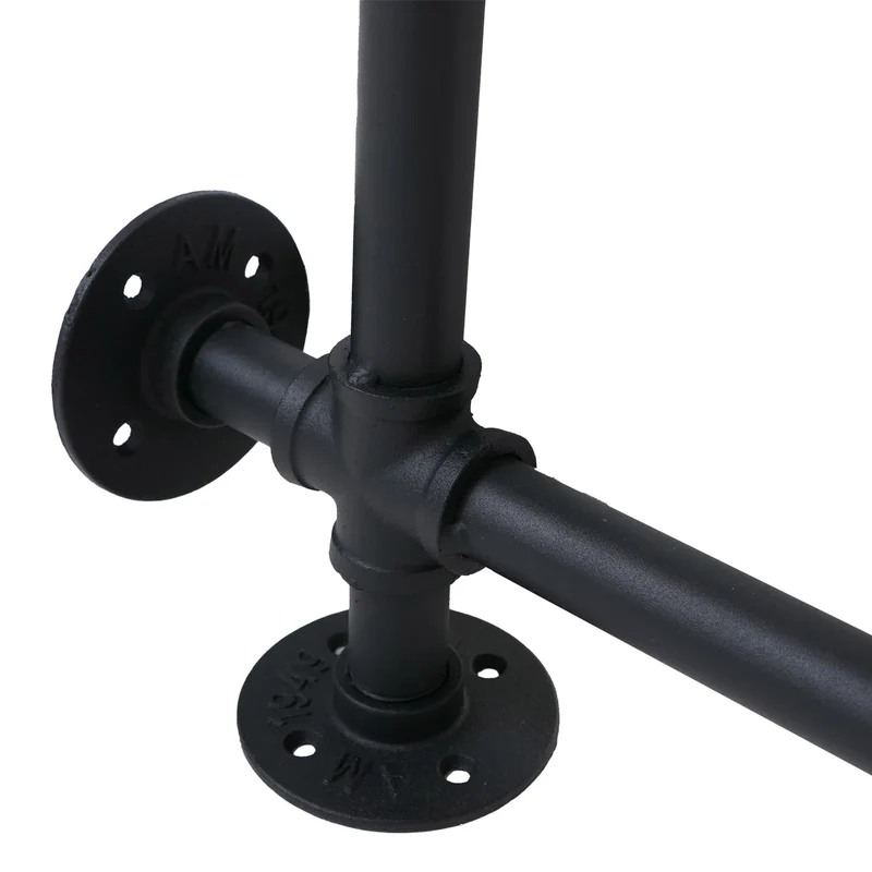 Étagère séparateur de pièce style industriel 203 cm avec 5 niveaux en métal et bois mélaminé noir 04_0008763