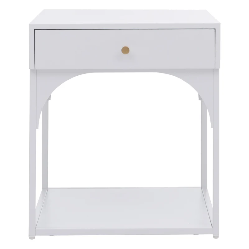 Table de chevet avec tiroir et compartiment ouvert 50x43x41 cm en acier thermolaqué blanc 04_0008872