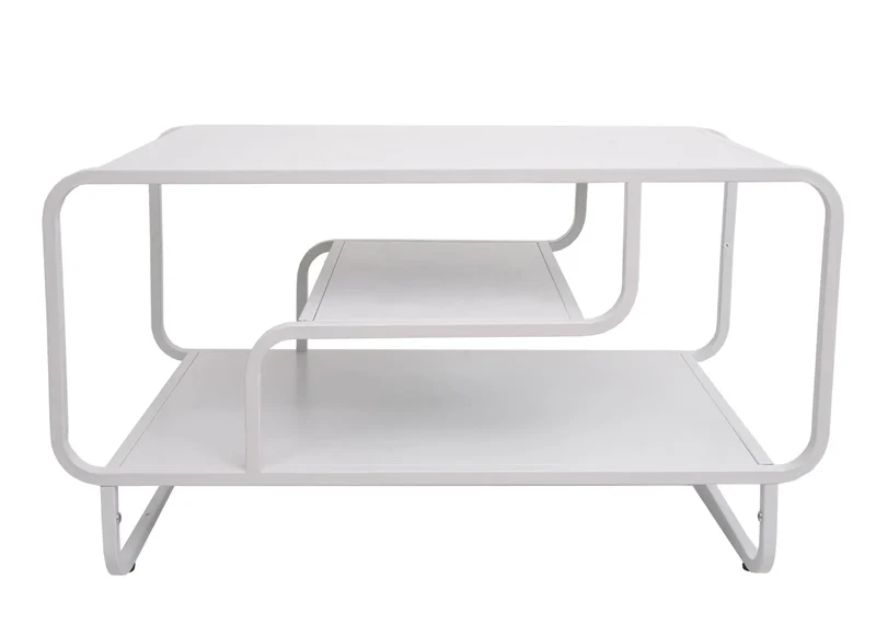 Table basse rectangulaire moderne avec 3 étagères 45 x 80 x 40 cm en métal blanc 04_0009385