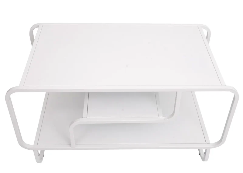Table basse rectangulaire moderne avec 3 étagères 45 x 80 x 40 cm en métal blanc 04_0009385