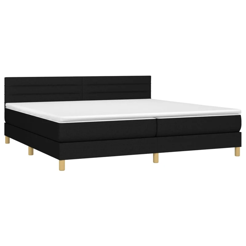 Cadre de lit LED avec sommier tête de lit matelas 200x200 cm tissu noir TDL0208137