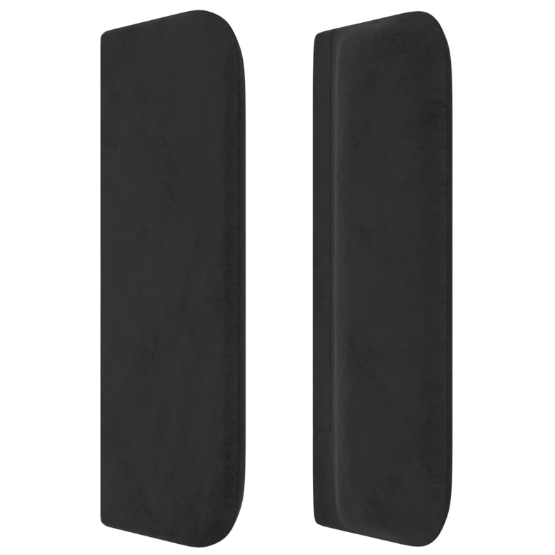 Tête de lit accessoire couchage chambre à coucher meuble avec rebord latéral 203 x 16 x 78/88 cm Tissu velours noir TDL0204489