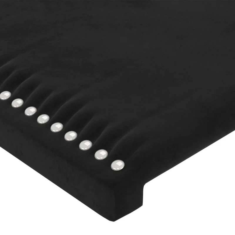 Tête de lit accessoire couchage chambre à coucher meuble avec rebord latéral 203 x 23 x 78/88 cm Tissu velours noir TDL0204471