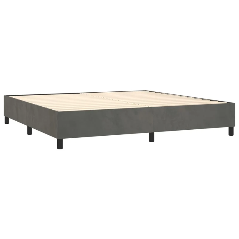 Cadre de lit LED avec sommier tête de lit matelas surmatelas 200x200 cm tissu velours gris foncé TDL0207692