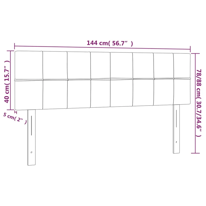 Tête de lit accessoire couchage chambre à coucher meuble 2 parties 72 x 5 x 78/88 cm tissu velours gris clair TDL0206426