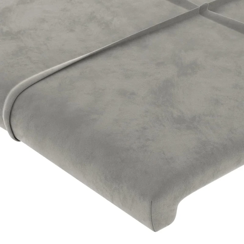 Tête de lit accessoire couchage chambre à coucher meuble à LED 147 x 16 x 78/88 cm tissu velours gris clair TDL0201372