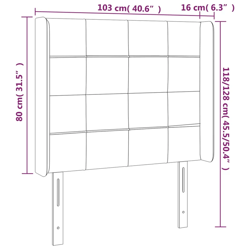Tête de lit accessoire couchage chambre à coucher meuble à LED 103 x 16 x 118/128 cm tissu velours gris foncé TDL0201179