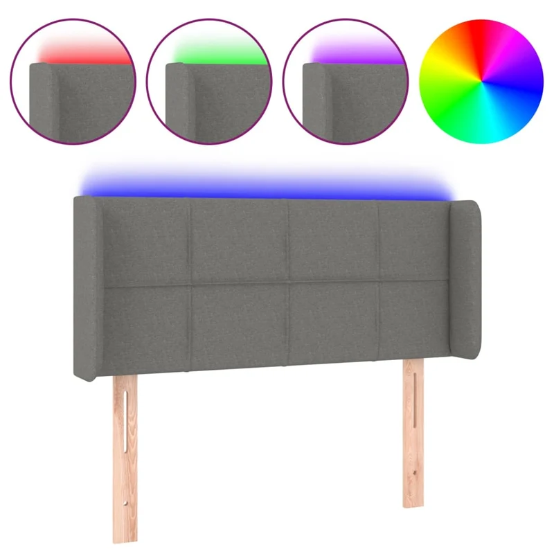 Tête de lit accessoire couchage chambre à coucher meuble à LED 83 x 16 x 78/88 cm tissu gris foncé TDL0201016