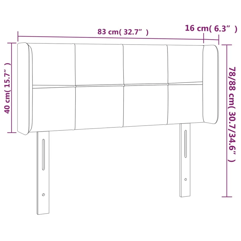 Tête de lit accessoire couchage chambre à coucher meuble à LED 83 x 16 x 78/88 cm tissu gris foncé TDL0201016