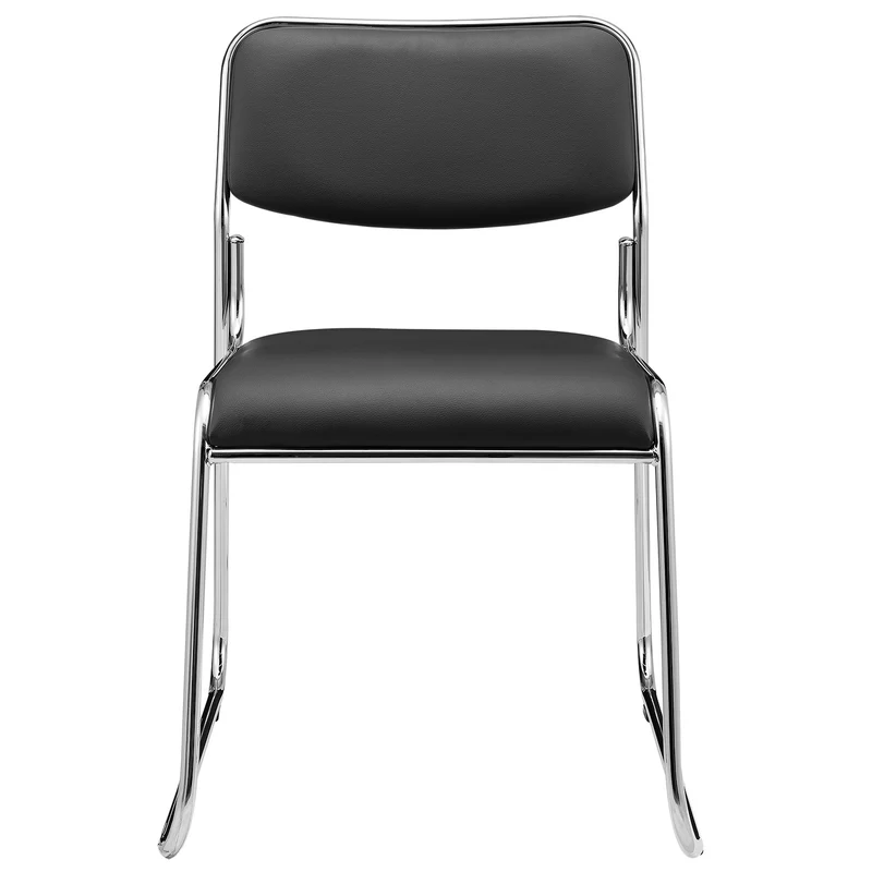 Lot de 4 chaises de bureau conférence visiteur empilable en synthétique noir 03_0002797