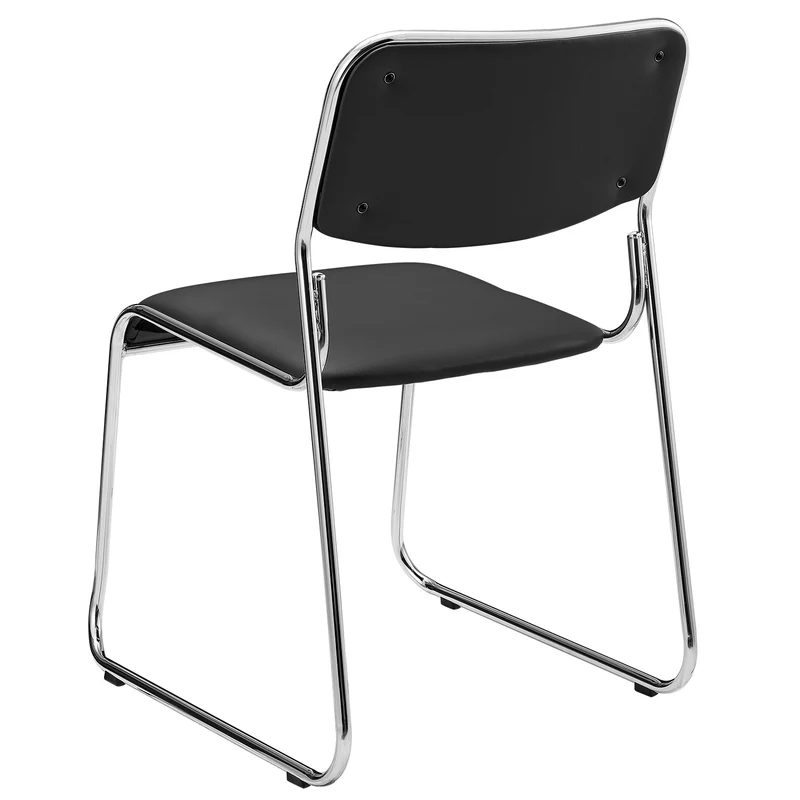 Lot de 4 chaises de bureau conférence visiteur empilable en synthétique noir 03_0002797