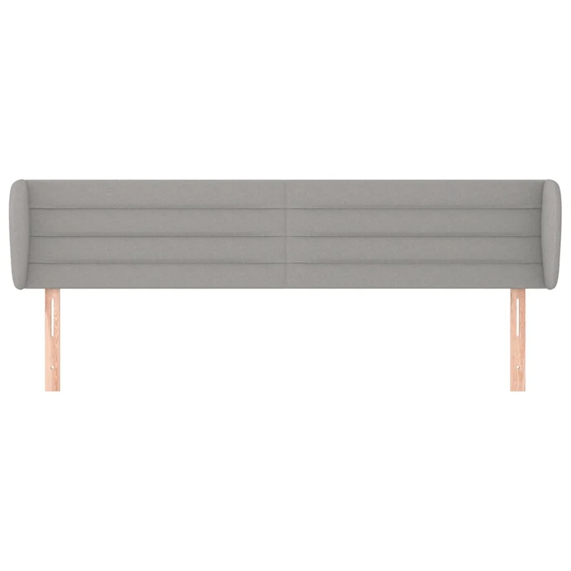 Tête de lit accessoire couchage chambre à coucher meuble avec rebord latéral 203 x 23 x 78/88 cm tissu gris clair TDL0205158