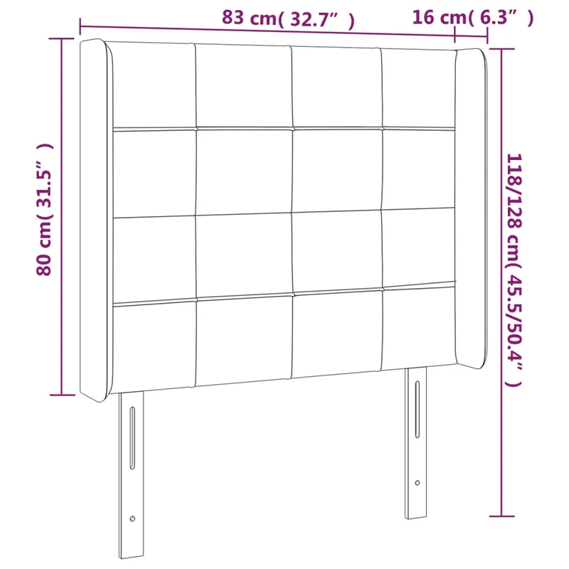 Tête de lit accessoire couchage chambre à coucher meuble à LED 83 x 16 x 118/128 cm tissu velours gris clair TDL0201258