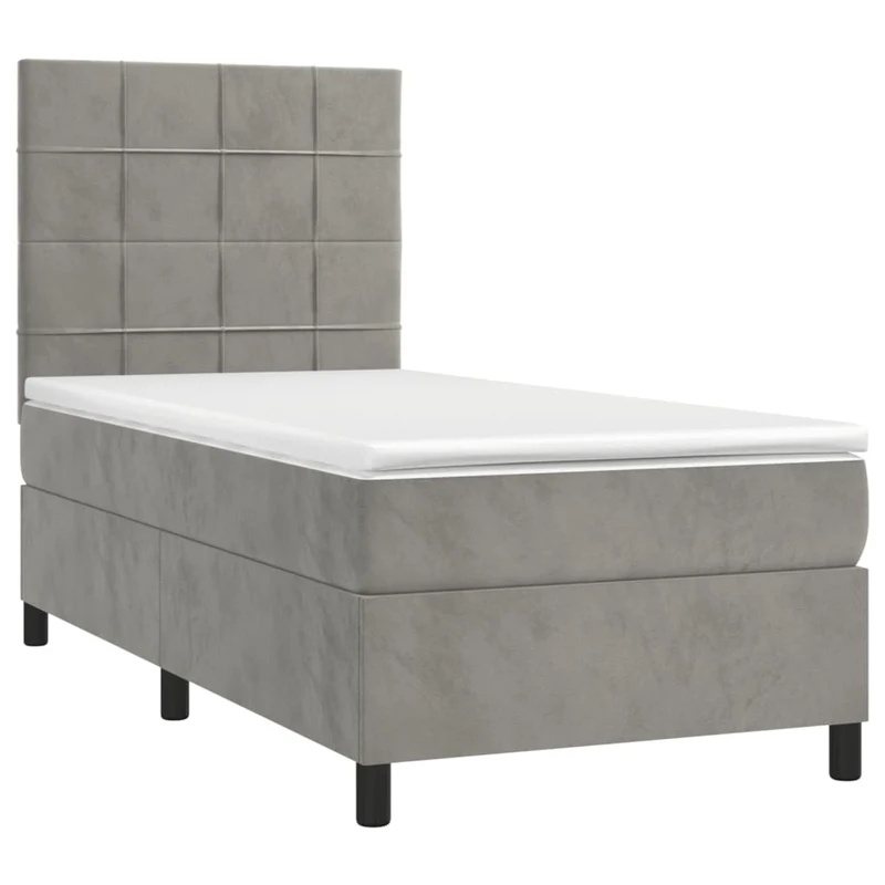 Cadre de lit LED avec sommier tête de lit matelas 80x200cm tissu velours gris clair TDL0208499