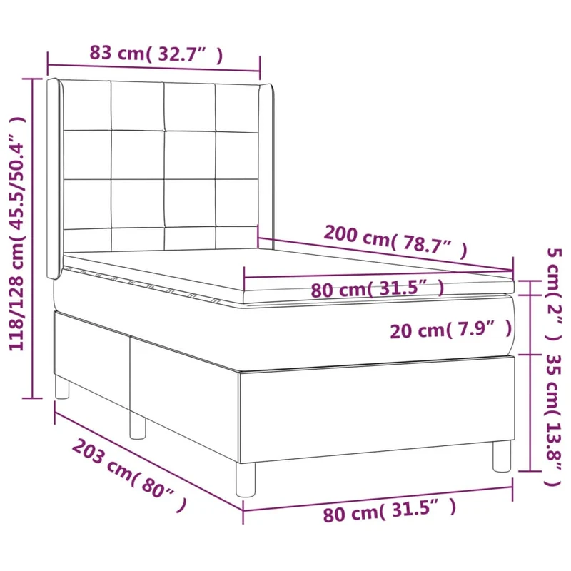 Cadre de lit LED avec sommier tête de lit matelas 80x200cm tissu velours gris clair TDL0208487