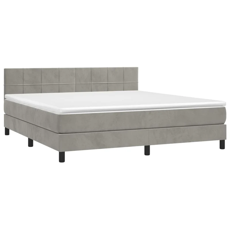 Cadre de lit LED avec sommier tête de lit matelas surmatelas 180x200 cm tissu velours gris clair TDL0207812