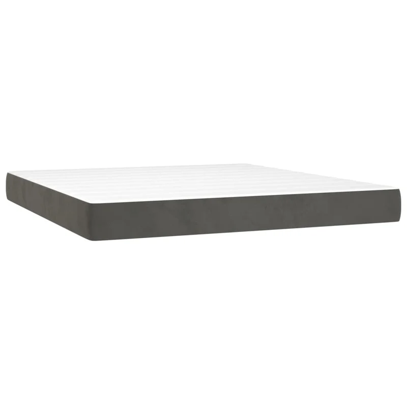 Cadre de lit LED avec sommier tête de lit matelas surmatelas 160x200 cm tissu velours gris foncé TDL0207698