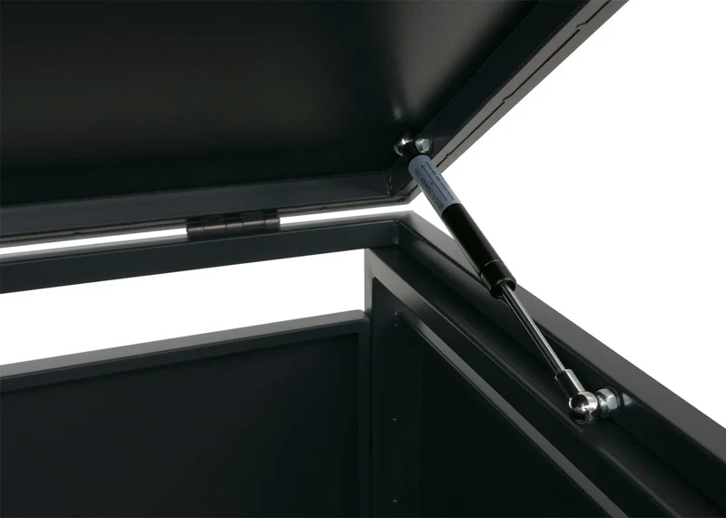 Abri pour poubelle coffre pour poubelle avec couvercle 122 x 68 x 84 cm en métal anthracite aspect bois foncé 04_0009353
