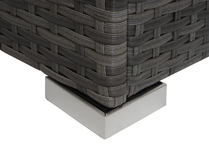 Salon de jardin en poly-rotin gris ensemble lounge balcon terrasse canapé avec table avec coussins gris foncé 04_0004215