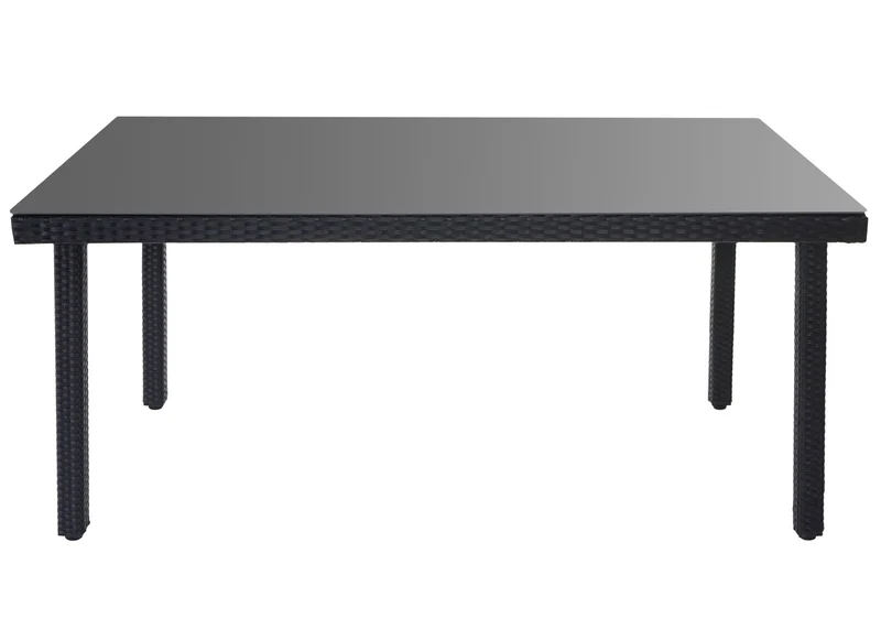 Salon de jardin en poly-rotin anthracite ensemble table et 6 fauteuils avec coussins gris foncé 04_0003054