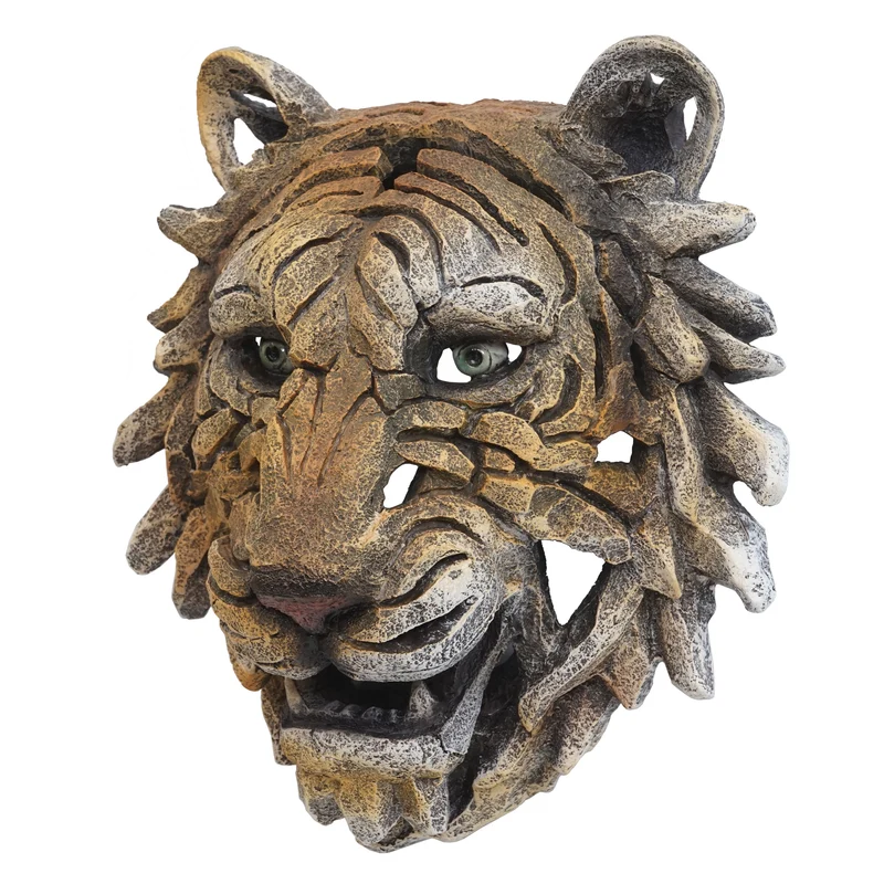 Décoration murale tête de tigre trophée mural 35 cm polyresine pour intérieur et extérieur 04_0002838
