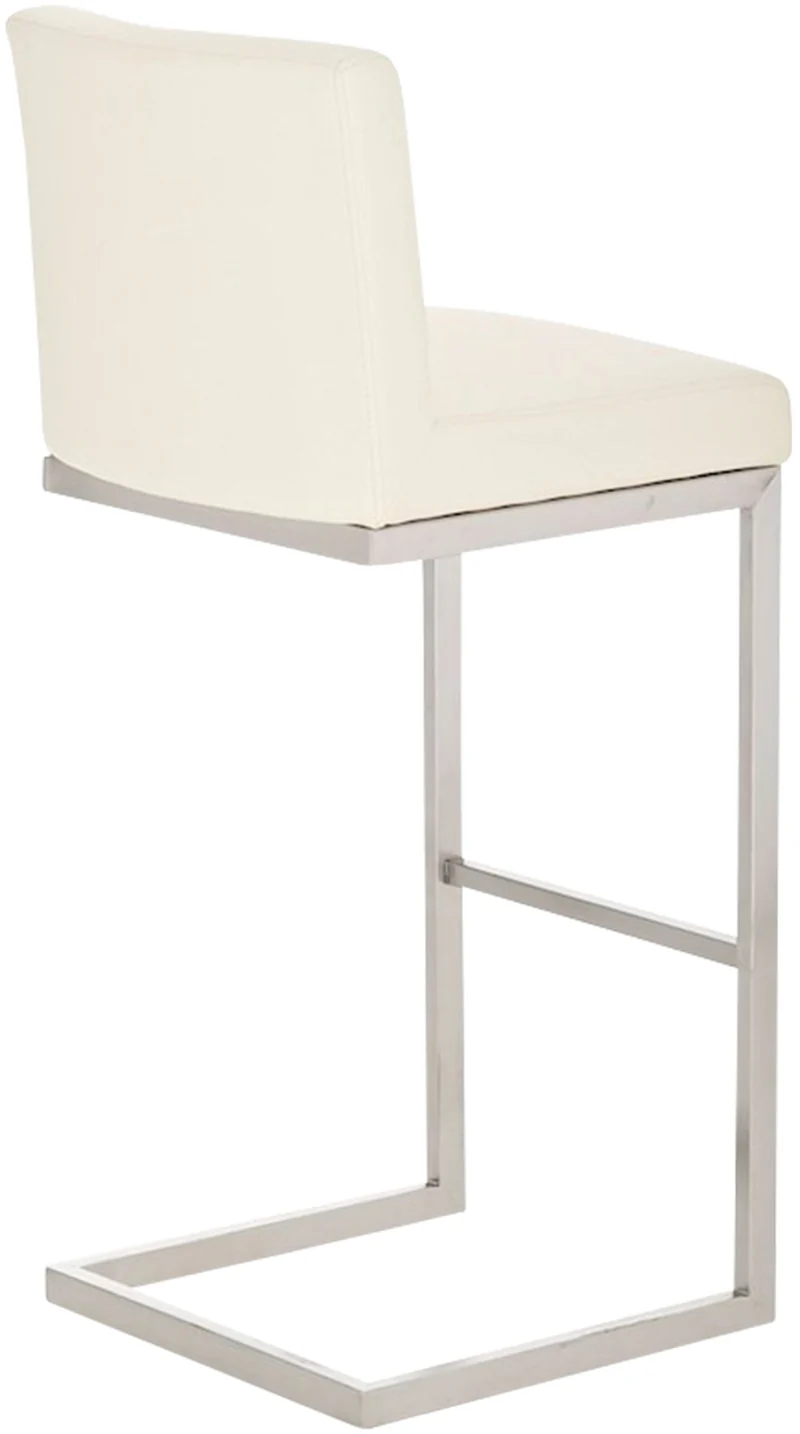 Tabouret de bar x1 design moderne support en acier inoxydable assise en PVC crème 10_0005319