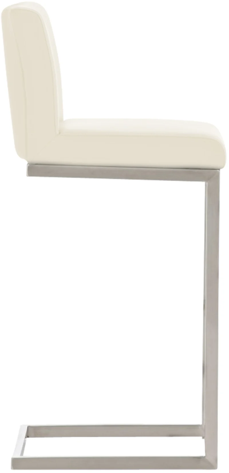Tabouret de bar x1 design moderne support en acier inoxydable assise en PVC crème 10_0005319