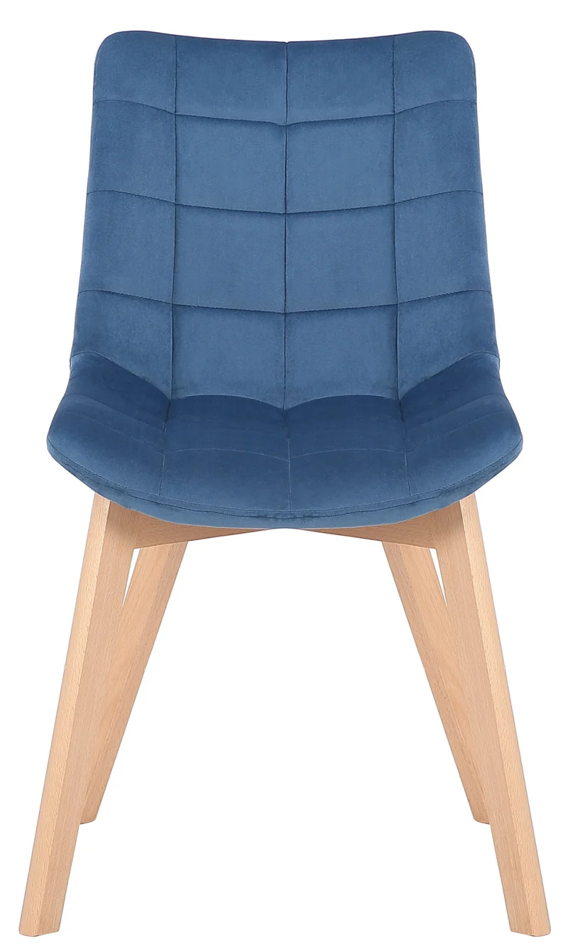 Chaise de salle à manger x1 rembourrage généreux en velours bleu piètement en bois 10_0002080