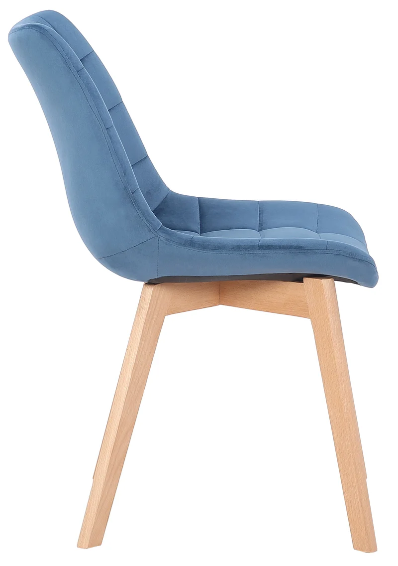 Chaise de salle à manger x1 rembourrage généreux en velours bleu piètement en bois 10_0002080