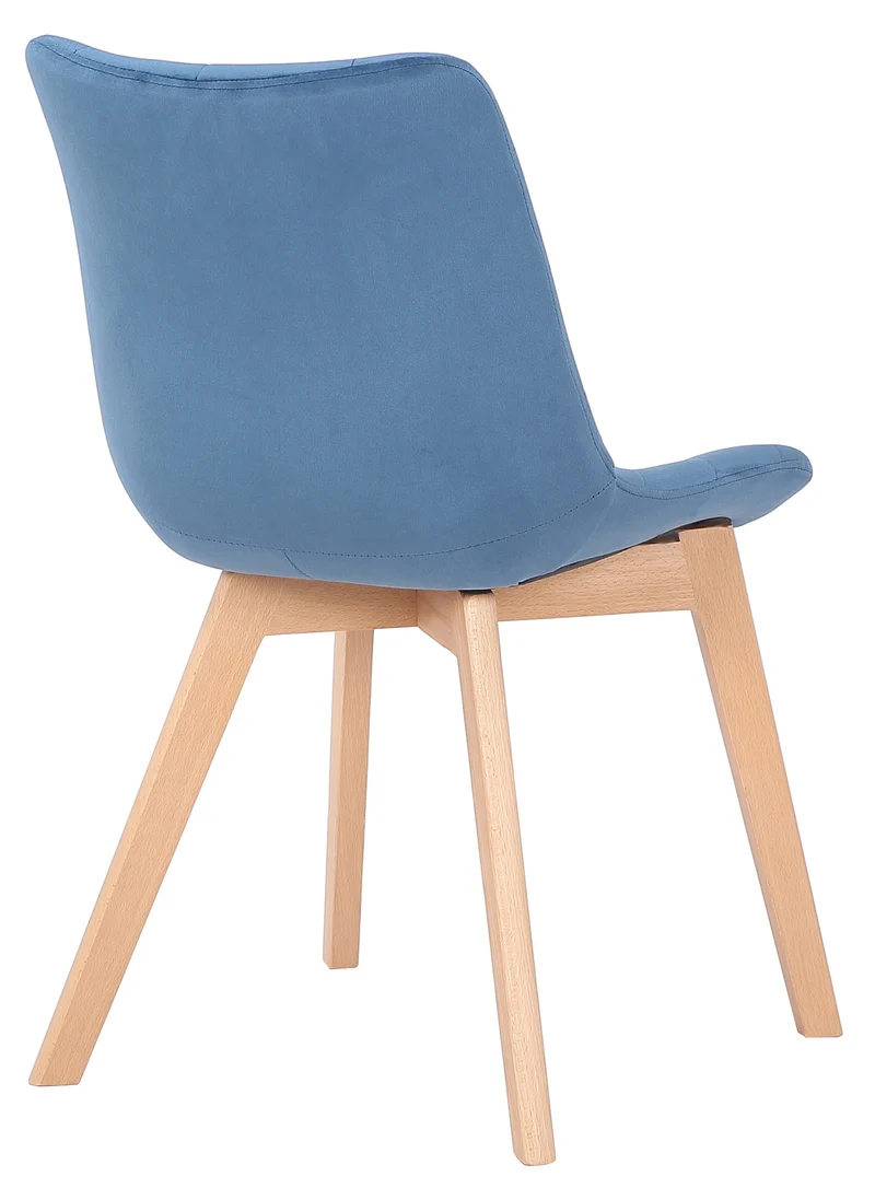 Chaise de salle à manger x1 rembourrage généreux en velours bleu piètement en bois 10_0002080