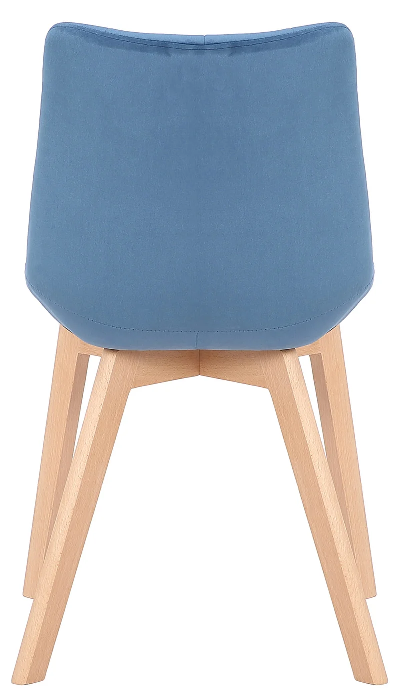 Chaise de salle à manger x1 rembourrage généreux en velours bleu piètement en bois 10_0002080
