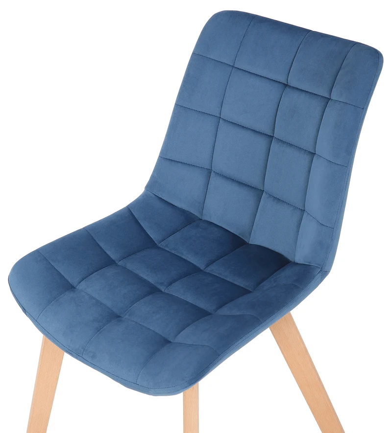 Chaise de salle à manger x1 rembourrage généreux en velours bleu piètement en bois 10_0002080